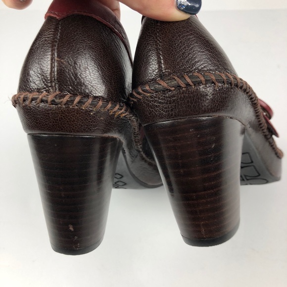 Indigo by Clarks Brown Red Leather Mary Jane Heels - Picture 5 of 8